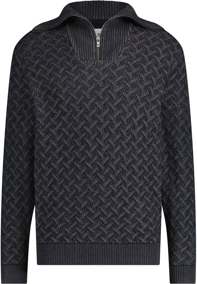 State of Art Half Zip Trui Melange Navy
