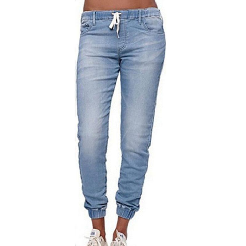Zhuoneng Clothing Losse grote maat jeans met elastische taille en lantaarnbroek met gesloten pijpen Damesjeans 2XL