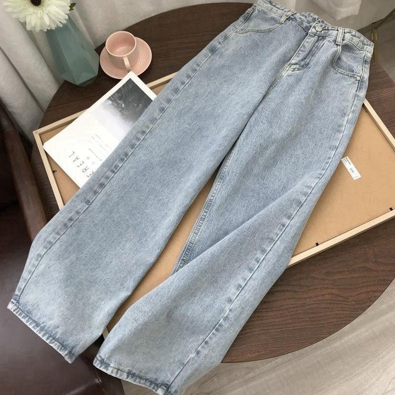 ZAIA Women Jacket Lichtblauwe denim broek Vintage wijde pijpen broek Dames Koreaanse rechte lange broek Hoge taille Casual losse herfst 2XL