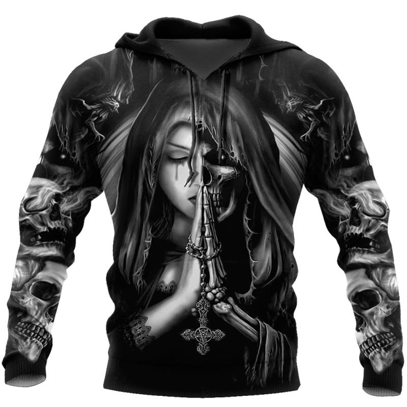TIP723 3D Print Schedel Grafische Heren Hoodie Mode Unisex Sweatshirt Lente Herfst Streetwear Oversized Truien Casual Herenkleding XXL