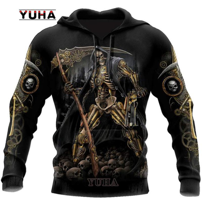 TIP723 3D Print Schedel Grafische Heren Hoodie Mode Unisex Sweatshirt Lente Herfst Streetwear Oversized Truien Casual Herenkleding XXL