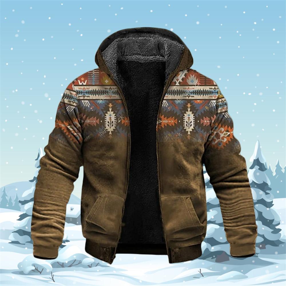 Top Fashion Man-11 Heren Hoodies met rits Winterfleece parka's Etnische tribale grafische jassen Sweatshirts Bovenkleding Overjas met capuchon en ritssluiting XXXXL