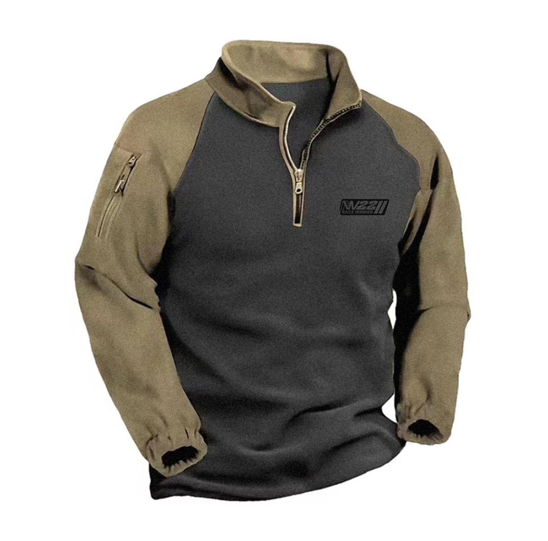 FEGKZLI Fashion Heren Fleece Warm V-hals Rits Sweatshirt Buitensportjassen Pullover Heren Casual Uitloper XXL