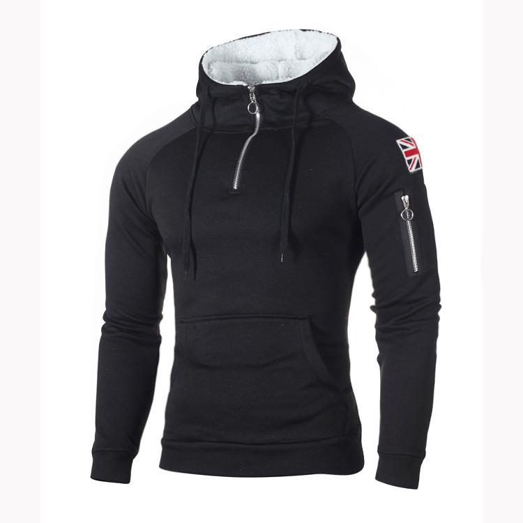 GS Heren casual hoodies fleece hiphop effen sweatshirt heren sportkleding kleding sweatshirt herenkleding L zwart