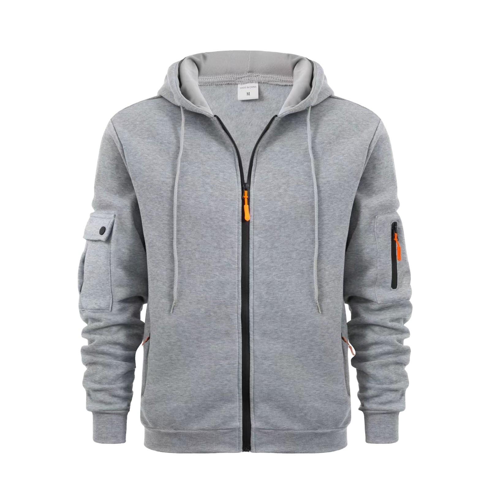 Linglong Heren Sweatshirt Hoodie Rits Arm Zak Cardigan Heren Sport Grote Maat Casual Hoodie XL
