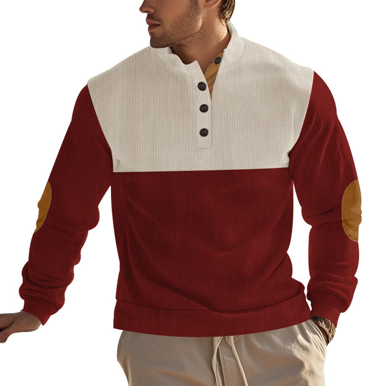 Zhengfuzhihai Heren Sweatshirt met Staande Kraag Is Buiten Casual Truien Tops XL wijn