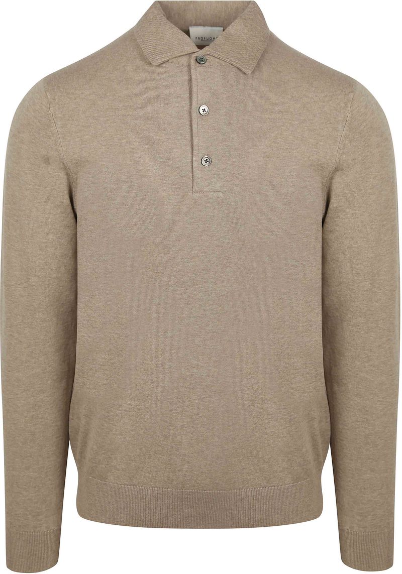 Profuomo Longsleeve Poloshirt Luxury Basic Beige