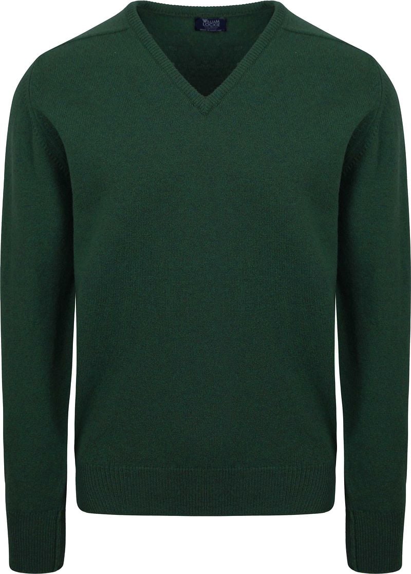 William Lockie V-Hals Lamswol Tartan Donkergroen