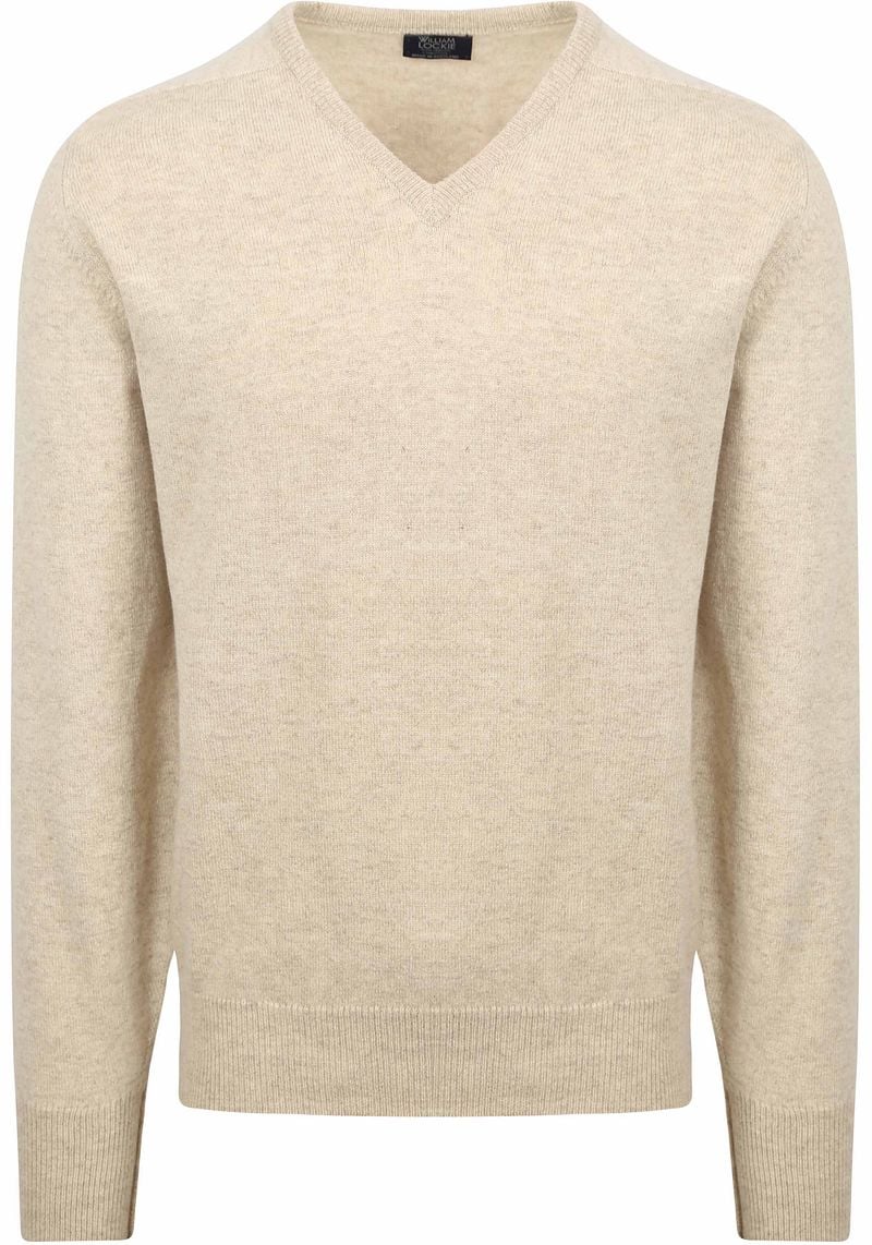 William Lockie V-Hals Lamswol Linen Beige