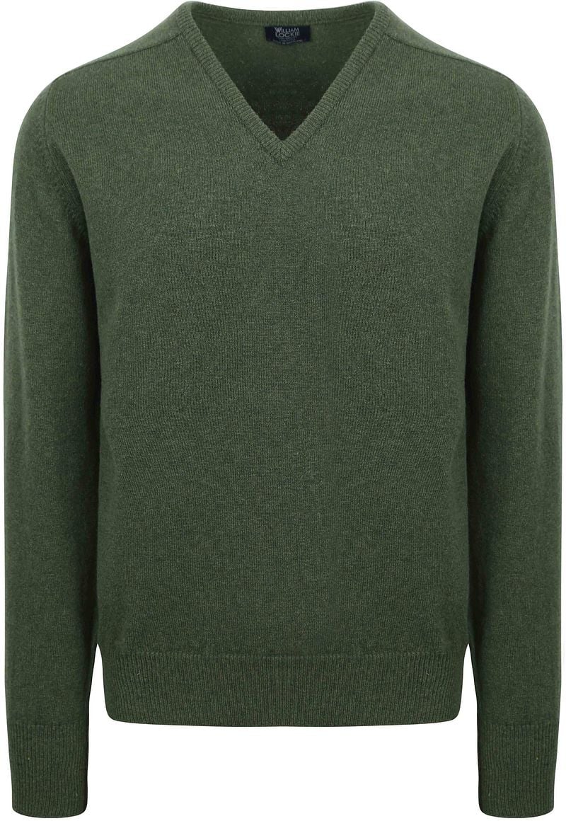 William Lockie Pullover Lamswol V-hals Rosemary Groen