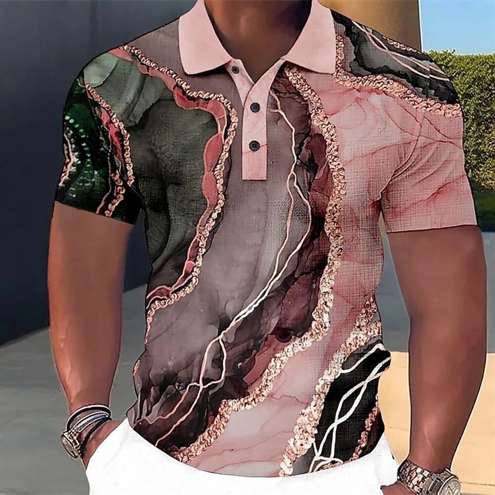 Nihao Luxe heren polo T-shirt 3D kleurrijk bedrukt modieus herenkleding Street Designer korte mouwen oversized shirt en blouse 3XL
