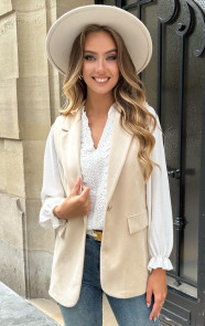 Jurkjes Suede Blazer Gilet Sally Beige