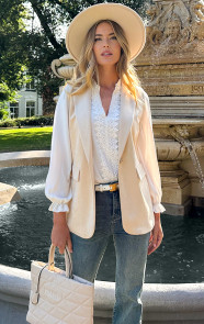 The Musthaves Suede Elegant Blazer Gilet Beige