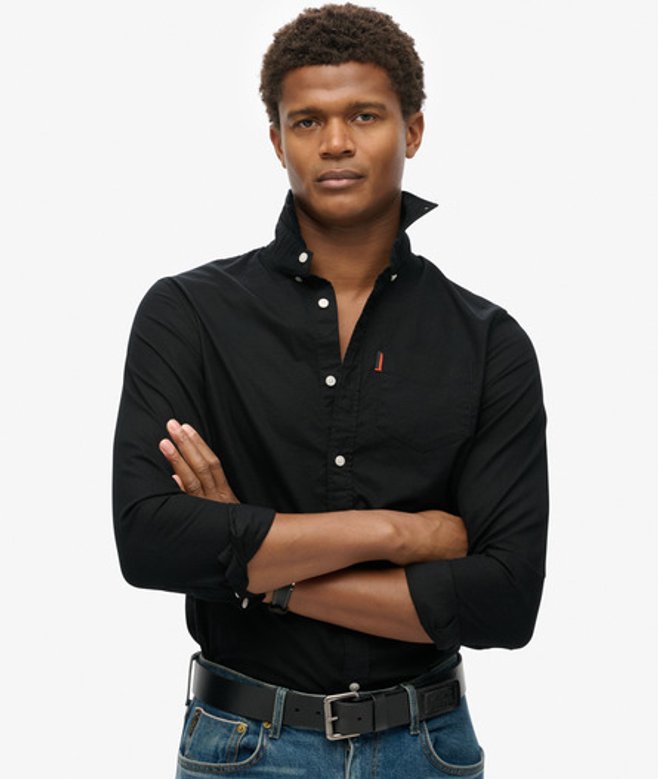 Superdry Oxford Overhemd met Lange Mouwen Zwart