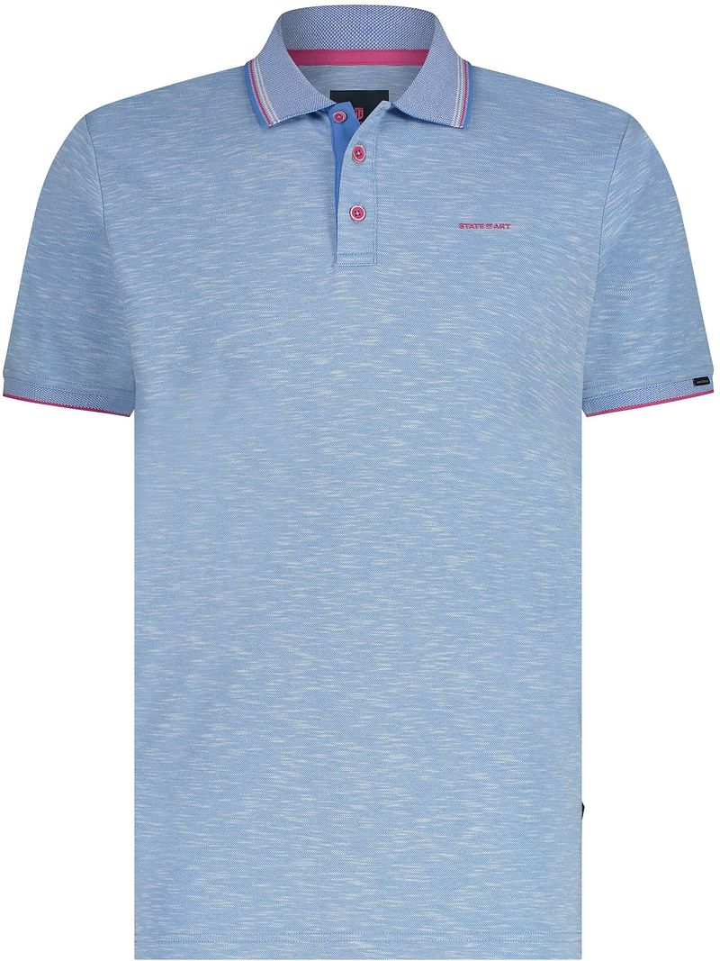 State of Art Piqué Polo Melange Blauw