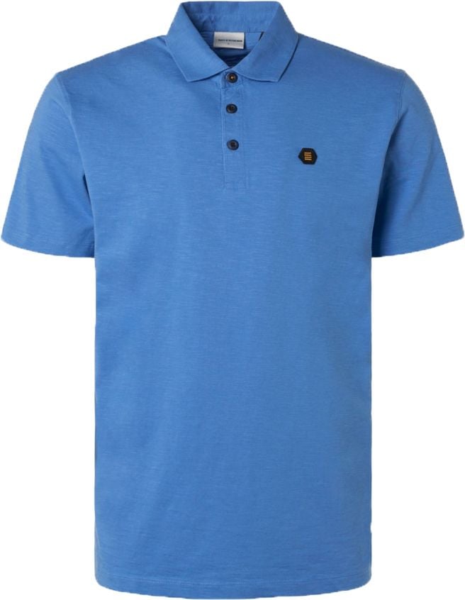 No Excess Poloshirt Slub Blauw
