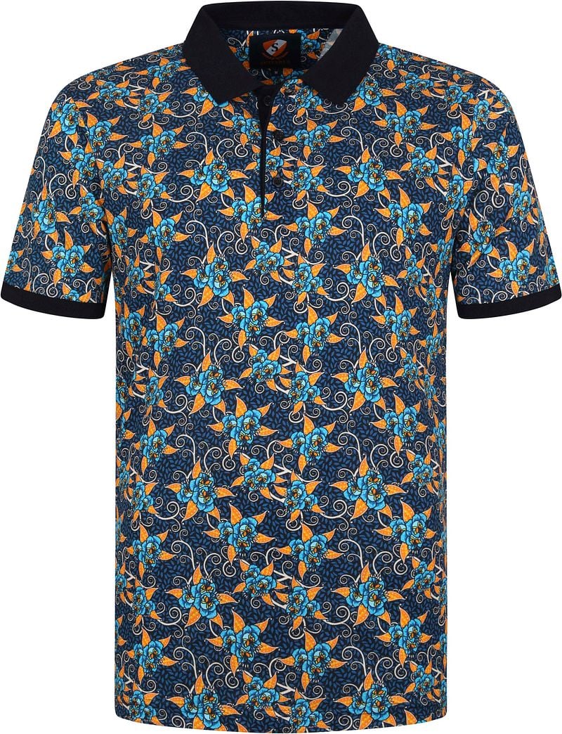 Suitable Polo Bloemen Donkerblauw