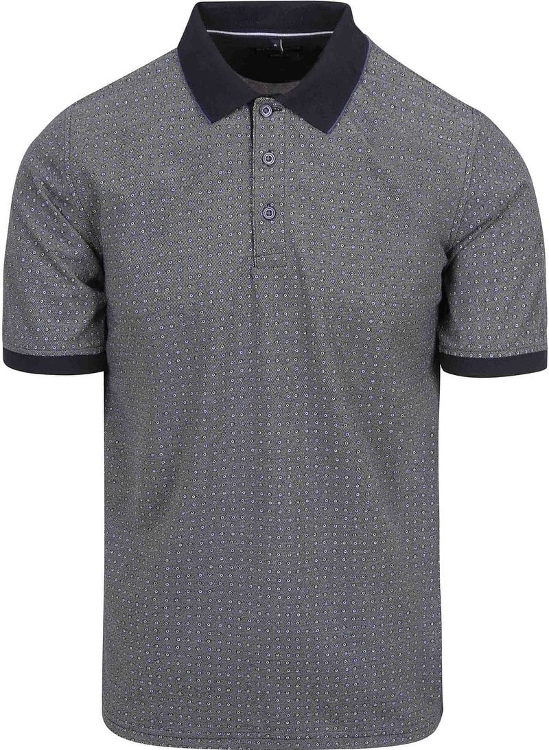 Casa Moda Polo Print Grijs Blauw