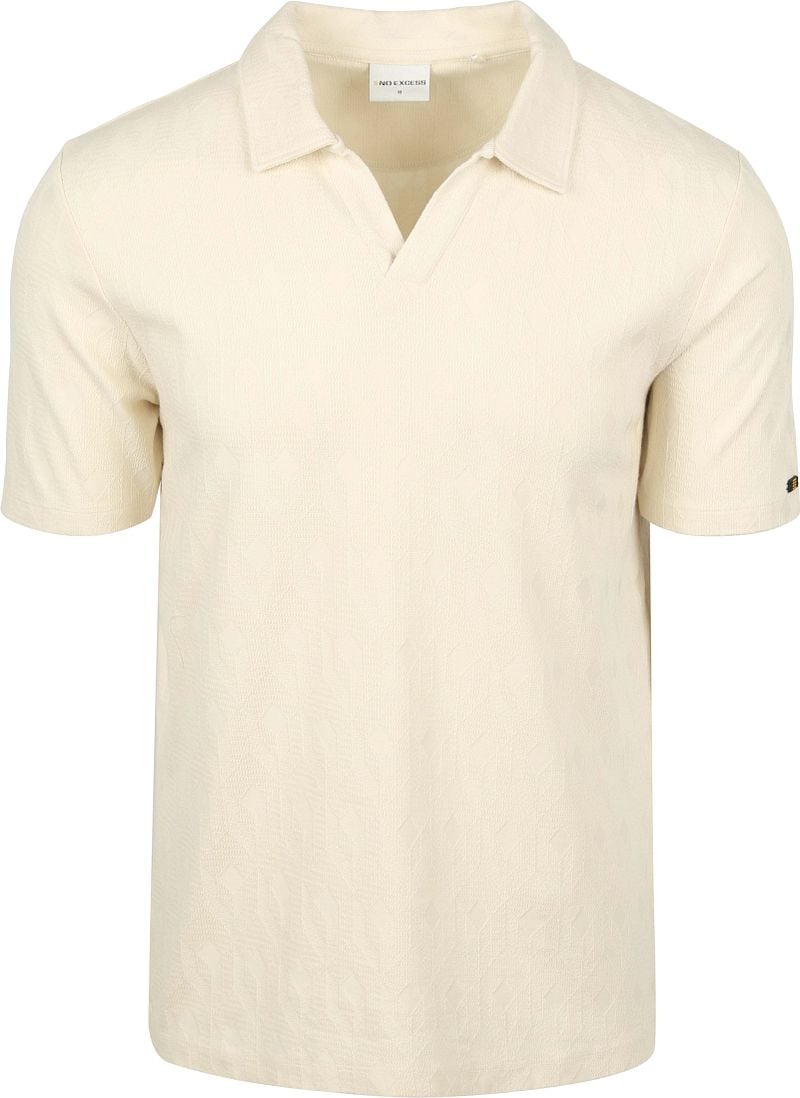 No Excess Poloshirt Terry Jacquard Ecru