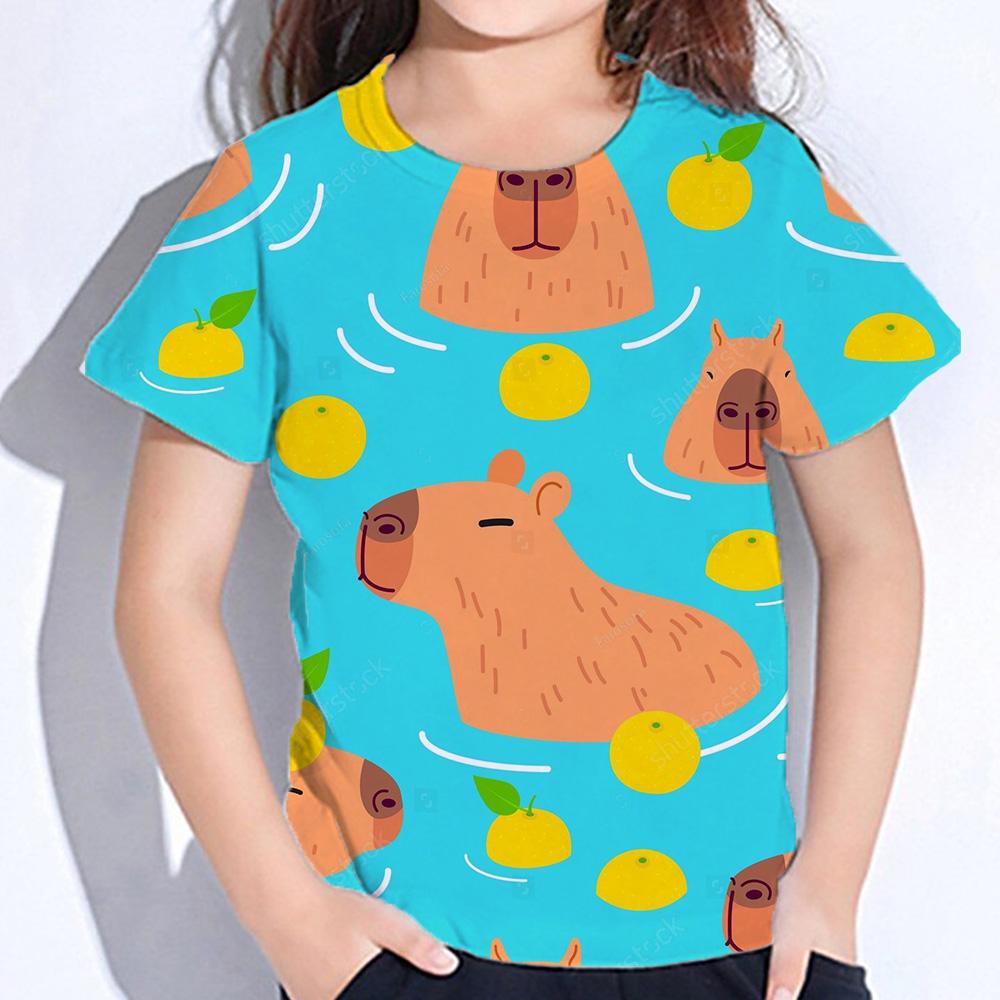 Zengyanqin02 Kinderkleding voor meisjes Capybara T-shirt voor meisjes Kawaii Meisjes Zomerkleding Cartoon T-shirts Top Shirts 2024 Babykleding 160