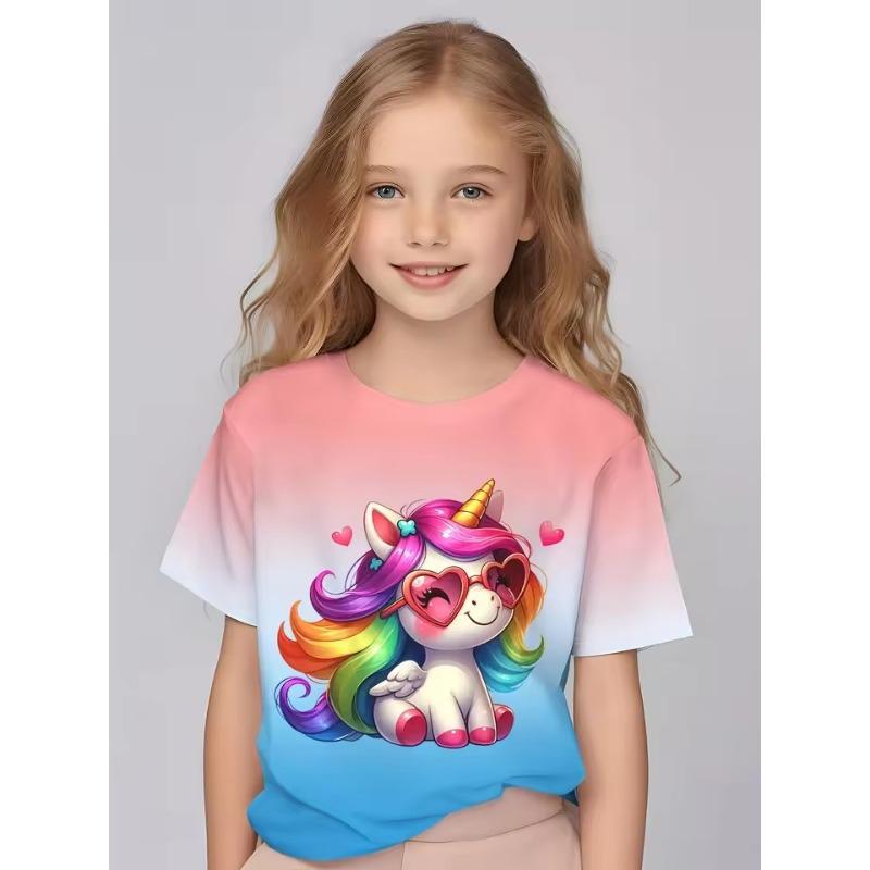 Forever Men Kinderkleding Meisjes Betoverende 3D Fee Print Korte Mouw T-shirt Tops Comfortabele Ronde Hals Casual T-shirts Kinderkleding Meisjes 170