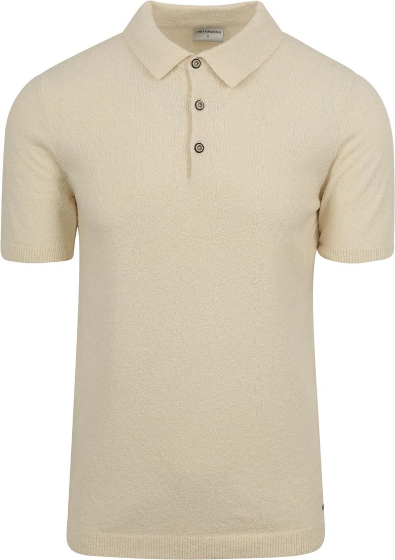 No Excess Knitted Poloshirt Structuur Ecru