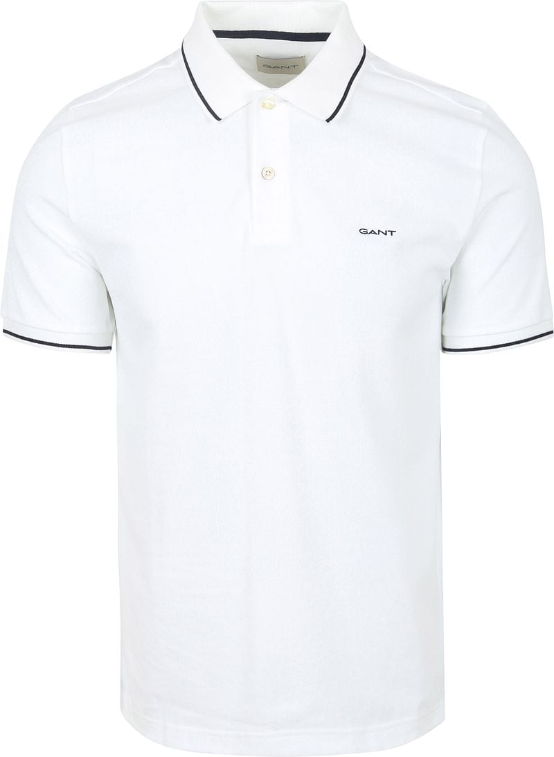 Gant Tipping Piqué Poloshirt Wit