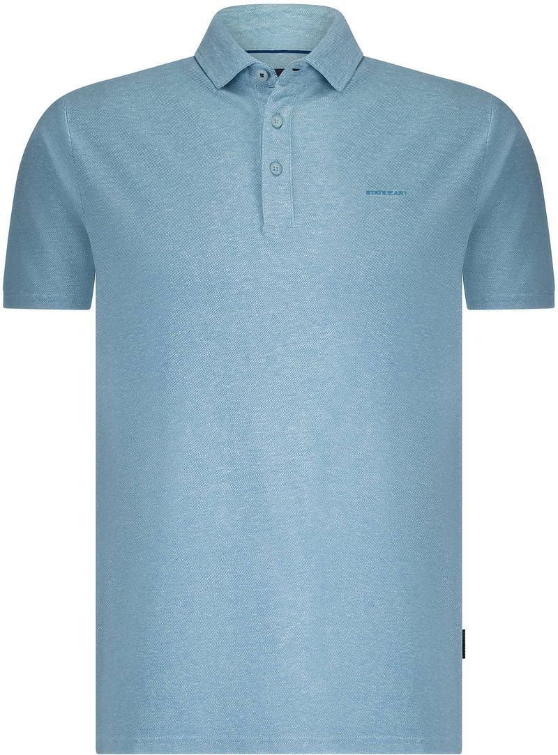 State of Art Poloshirt Piqué Melange Lichtblauw