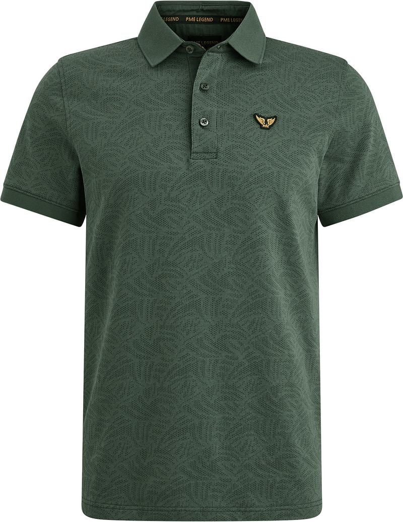 PME Legend Poloshirt Jacquard Jersey Olijfgroen