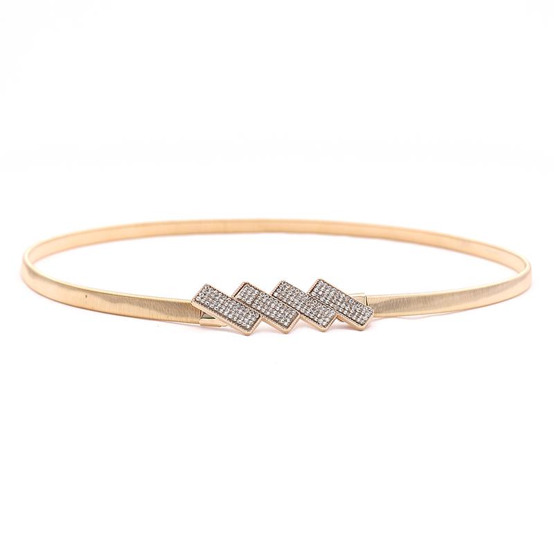 R&N Fashion Luxe imitatie strass ketting wasit riem voor jurk stretch mager metaal zilver goud damesriem elastische dunne damesriem