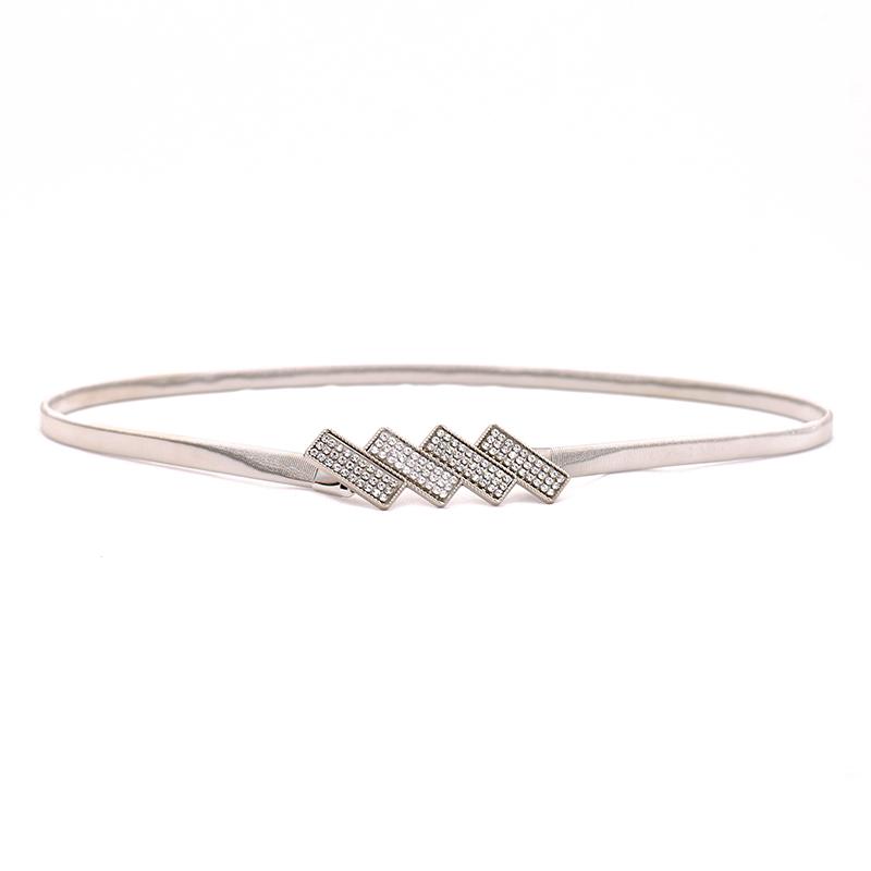 R&N Fashion Luxe imitatie strass ketting wasit riem voor jurk stretch mager metaal zilver goud damesriem elastische dunne damesriem zilver
