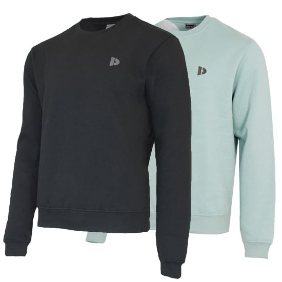 Donnay Donnay Heren - 2-Pack - Fleece Crew Sweater Dean - Zwart & Lichtgroen