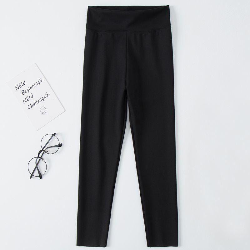 Jykx Lente/zomerbroek voor meisjes Effen kleur Slim-fit Broek met hoge elastische onderkant Slim-fit lange broek 130 zwart