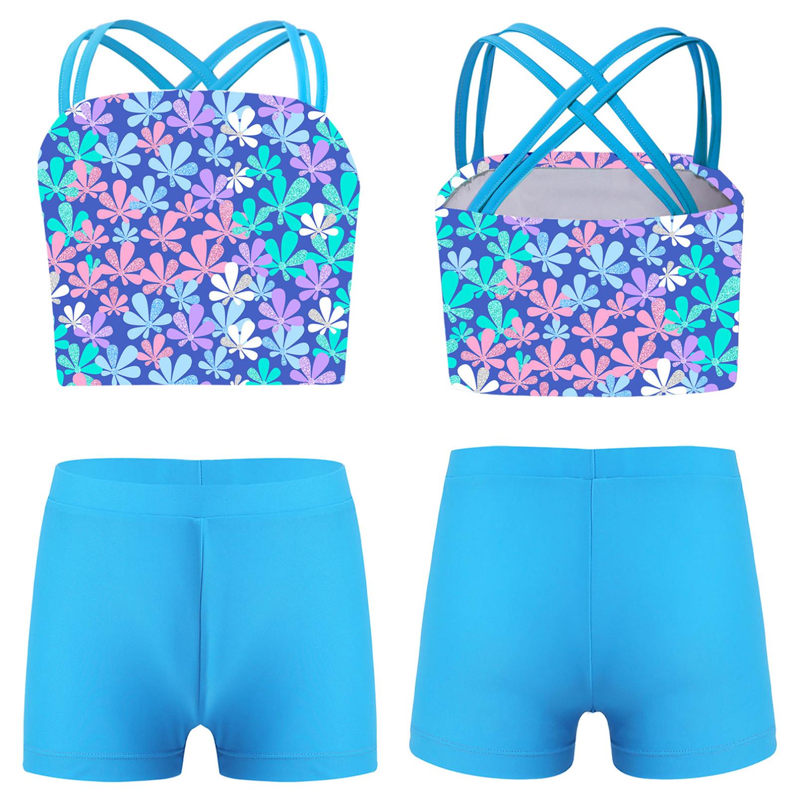 Manyakai Zwemkleding voor kinderen, meisjes, dubbele schouderbanden, tanktop met shorts voor zwemmen in het strandzwembad 13-14 Years