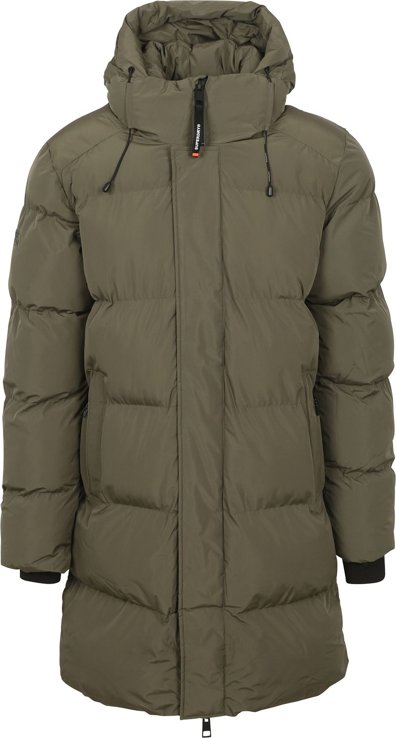 Superdry Lange Pufferjas Hooded Zwart