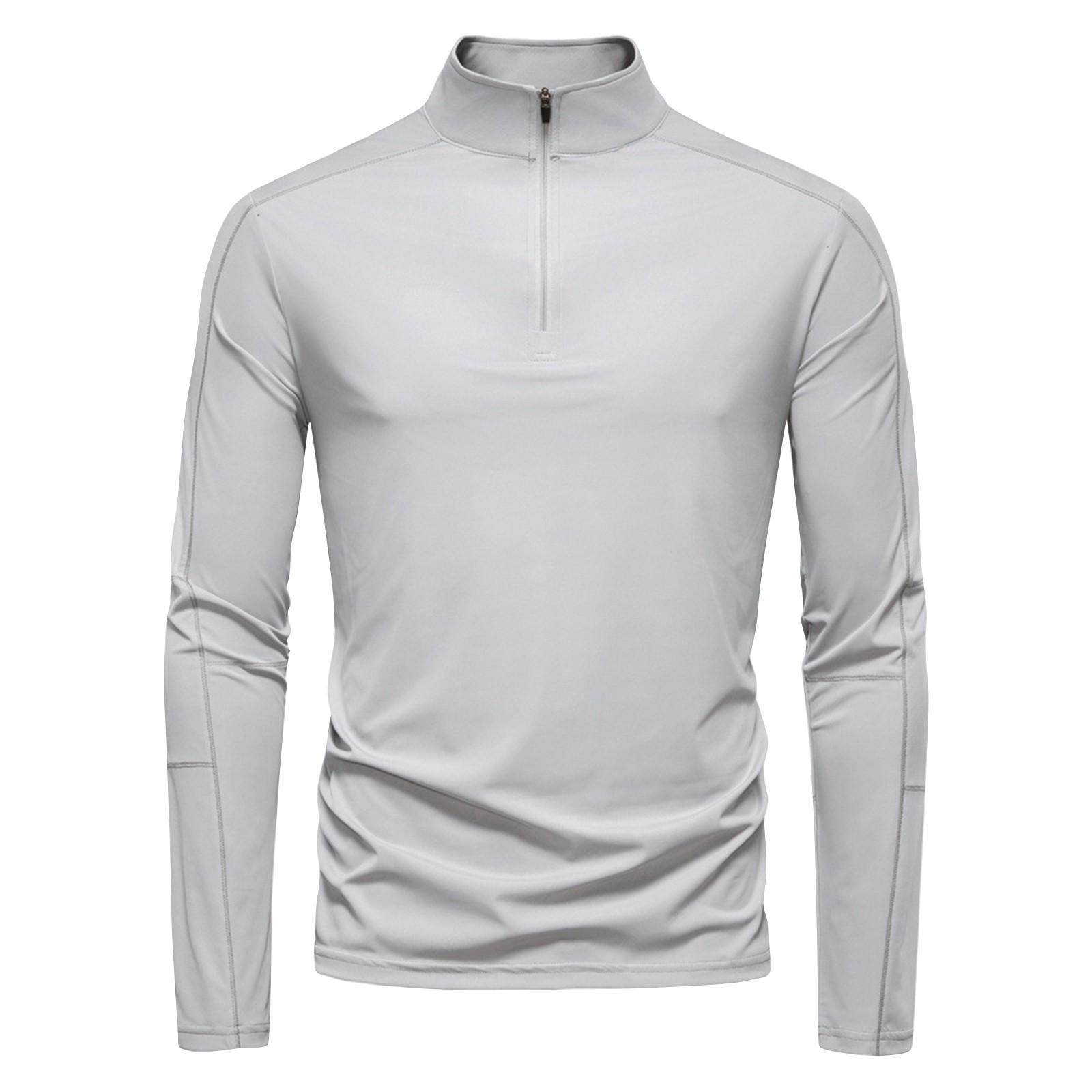 Durable Heren T-shirt met halve rits Heren effen kleur casual sporttop met halve rits XL