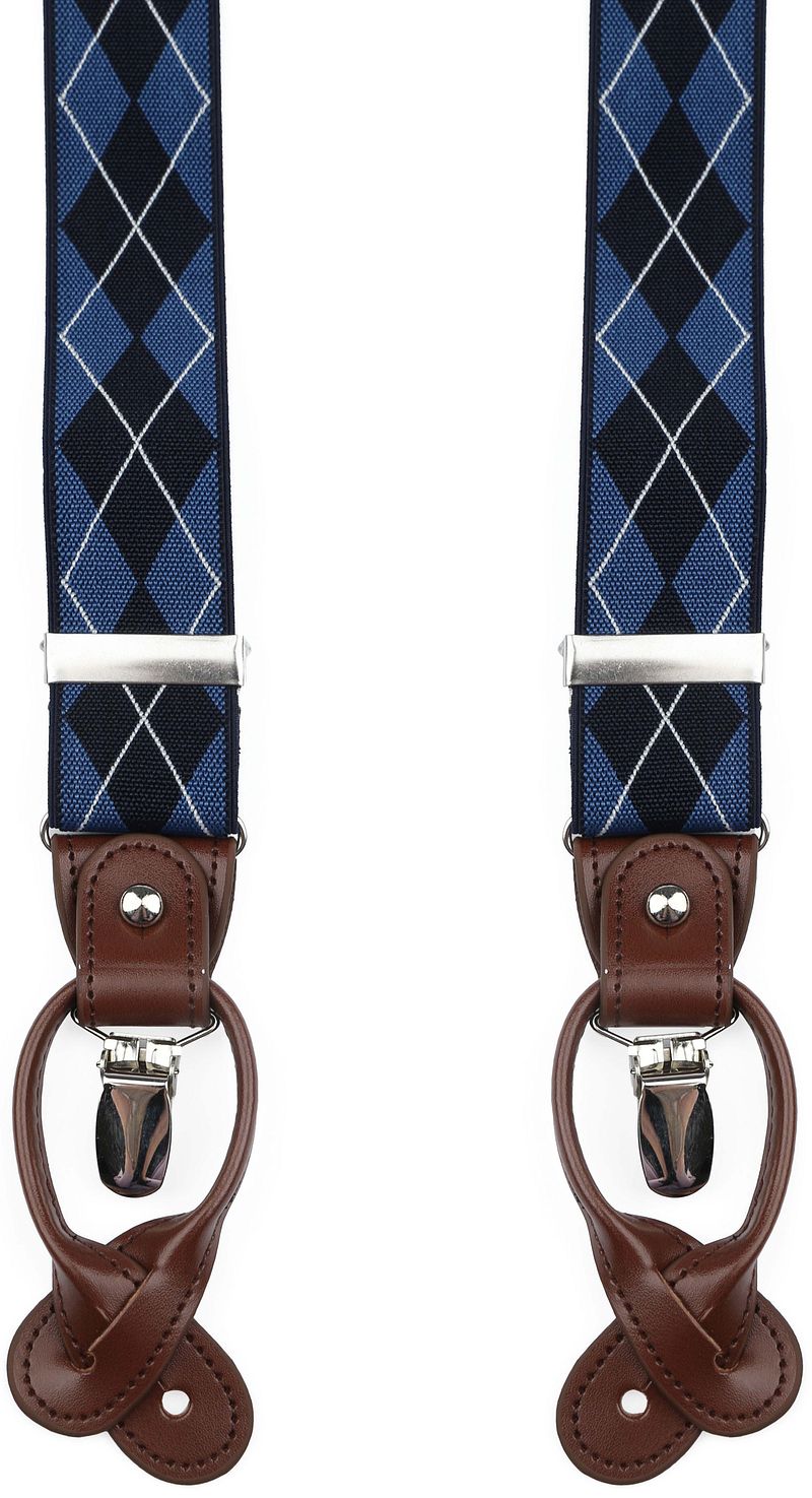 Suitable Luxe Bretels Ruiten Navy -