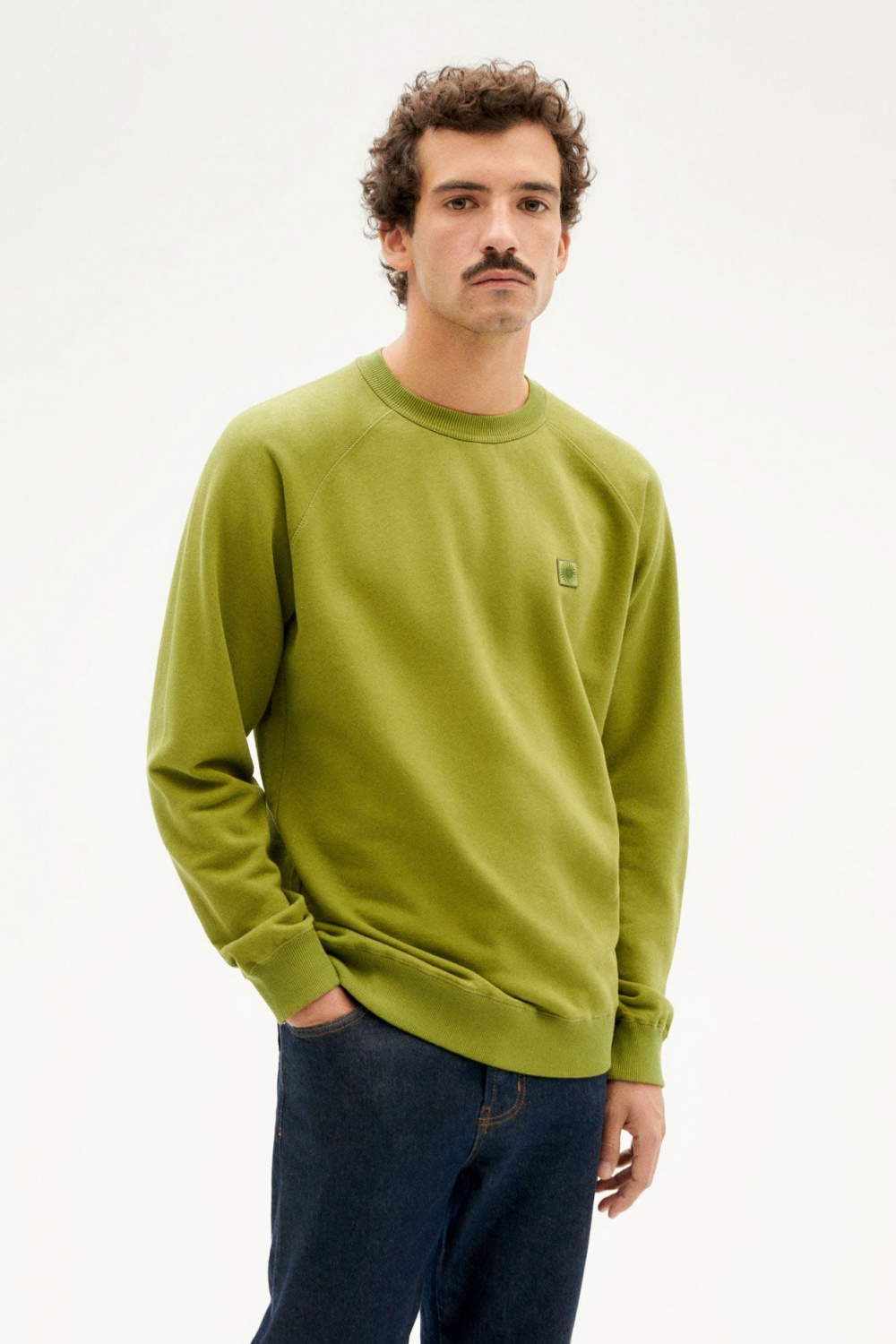 Thinking mu Herren vegan Sweatshirt Sonne GrÃ¼n WeiÃŸ