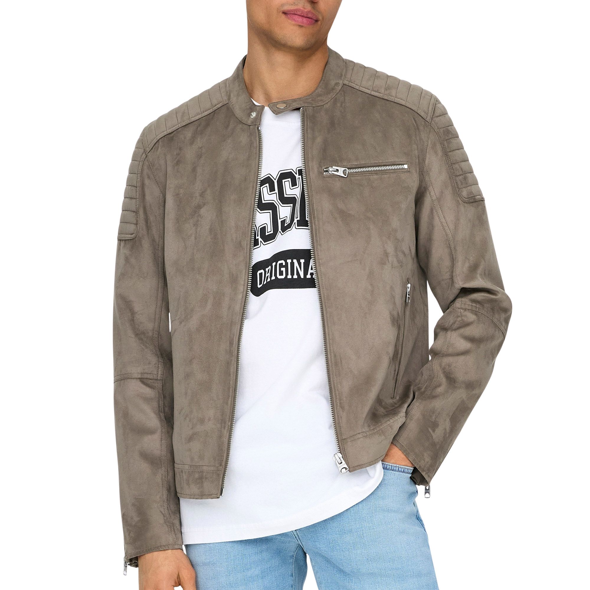 Only &ons Gus Fauxuede Racer Jas Heren