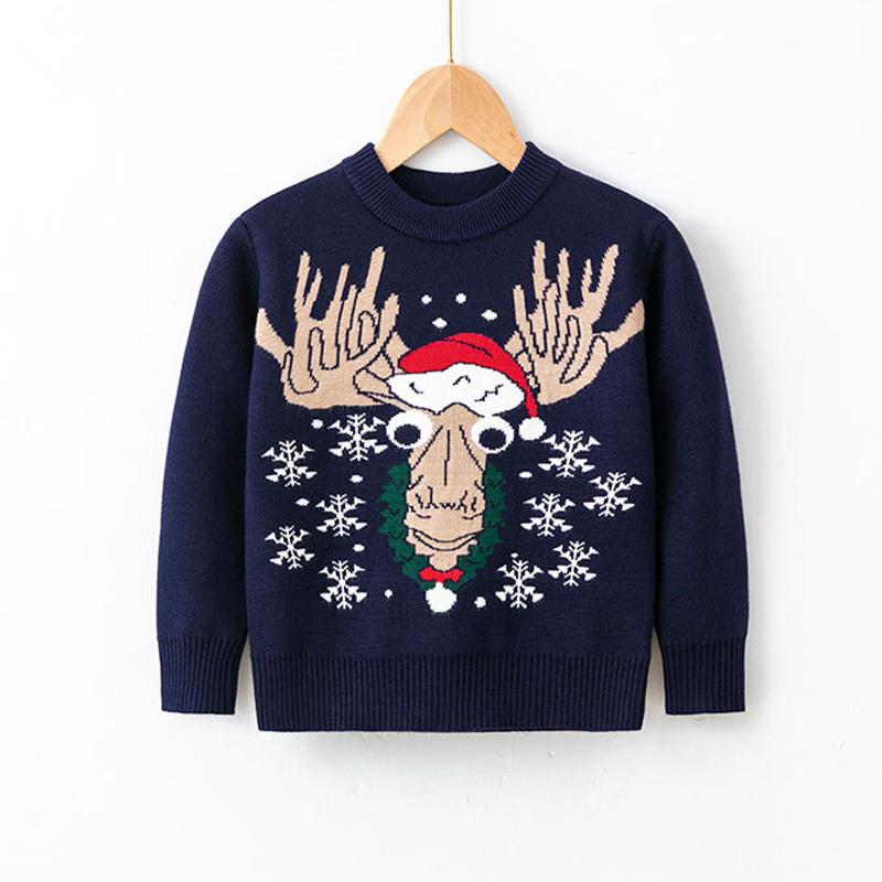 XHZ Herfst en winter kindercartoon kersttrui jongensmode pullover gebreid 140