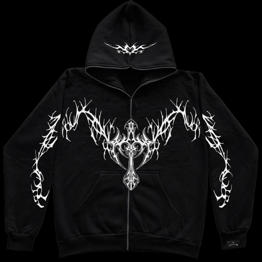 TENJINGE Trendy Retro Kleding Heren Y2K Stijl Rits Hoodie Harajuku Mode Gothic Streetwear Dames Hip-hop Punk Oversized Sportkleding Jack XL