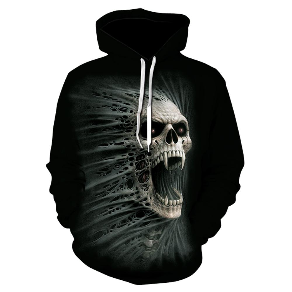 HIMO Group Lente Herfst Gothic Skull Hoodie Heren Hiphop Sweatshirt Dunne 3D Print Nep Denim Jas Schedel Capuchon Lange Mouw Trui L