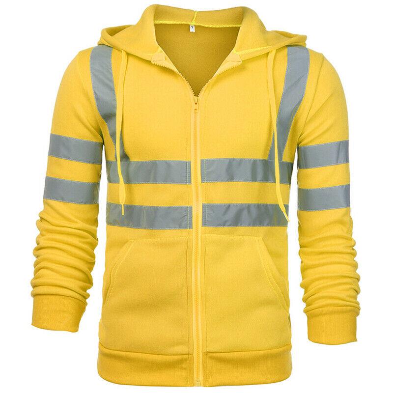 OO Fashion-2 UK Heren zichtbaarheid sweatshirt met capuchon Jumper Tops Spoorwegwerkjas Uitloper Nieuw 4XL geel