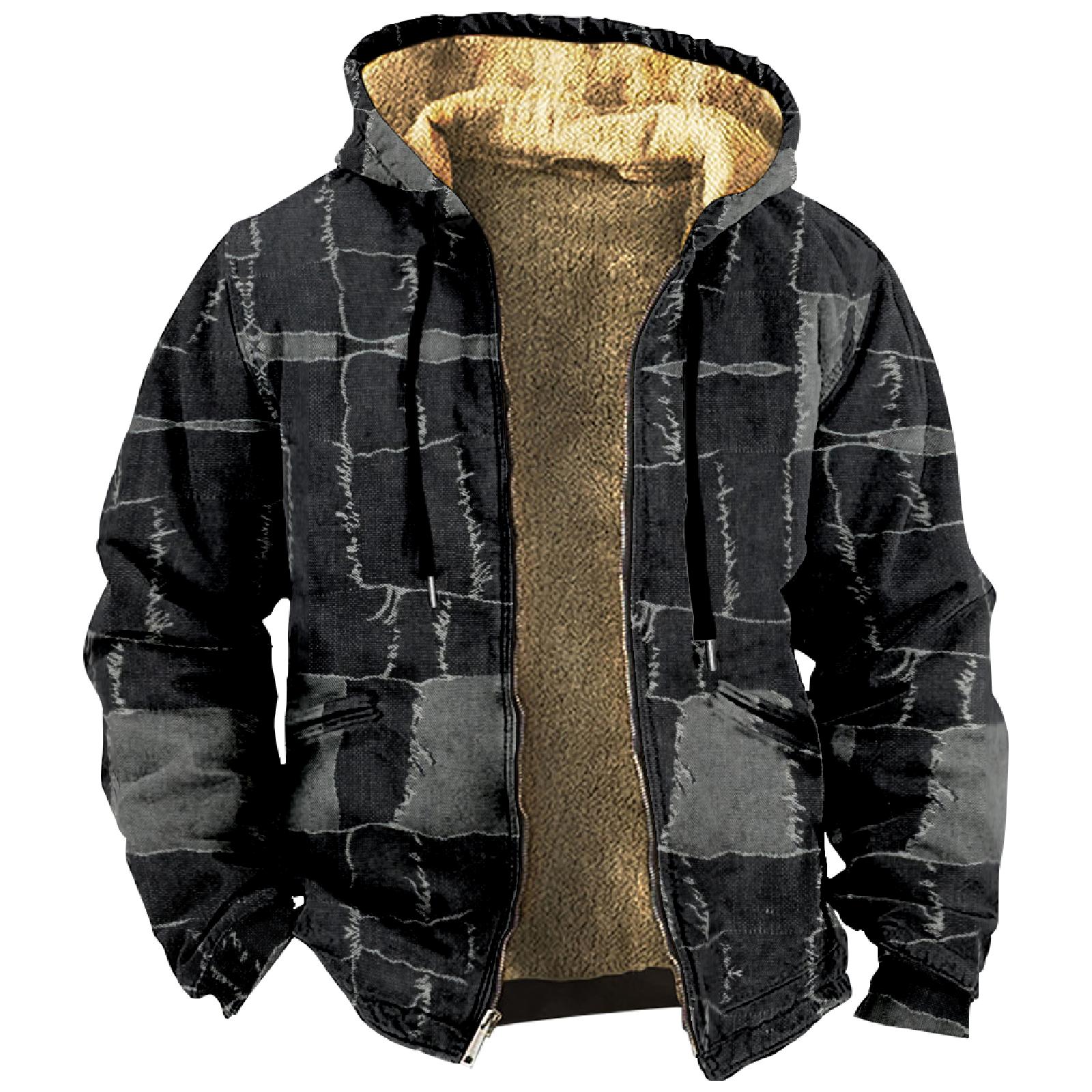 Ren Bag Heren Winter Bedrukt Fleece Jack Vest Ritsjack L