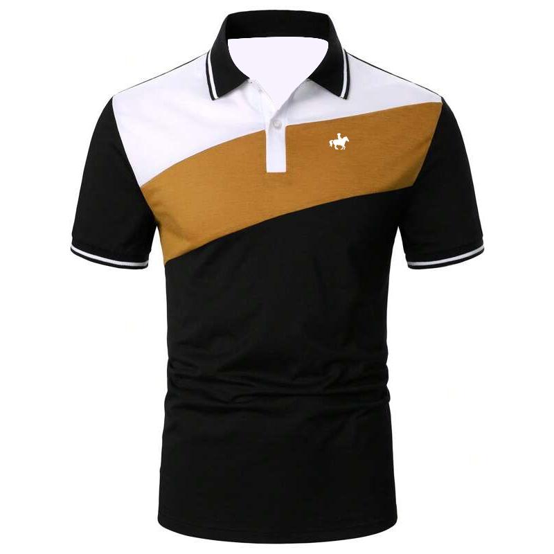 Haodingfushi Heren effen bedrukt kleur cool slim fit zakelijk poloshirt, heren zomer casual knop mode korte mouw poloshirt 4XL