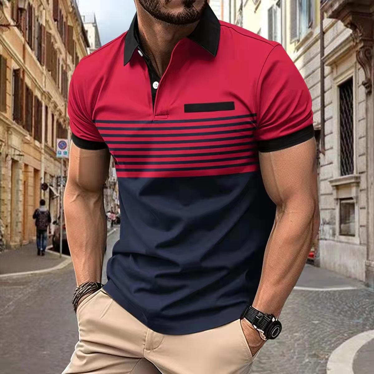 Fashion human Nieuwe herenmode casual sport korte mouwen revers polo shirt losse veelzijdige T-shirt M