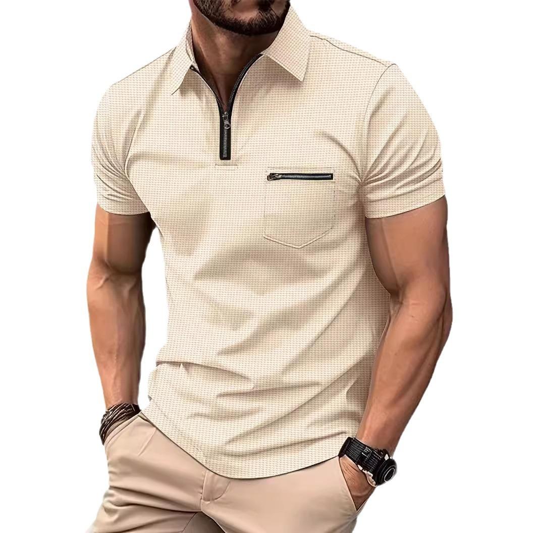 Fashion human Mode heren poloshirt met knoopjes en Henley-kraag, sport en rits XXXL beige