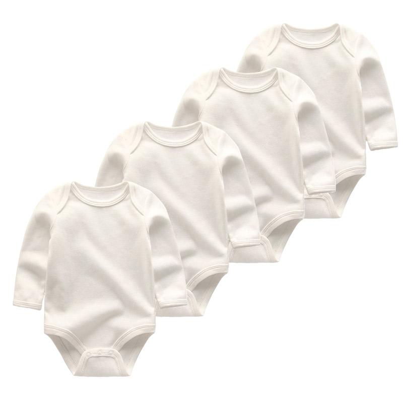 KIDDIEZOOM 4 Stuks Baby Jongens Meisjes Bodysuit Lange Mouw Zachte Katoenen Babykleertjes 0-12Months Pasgeboren Body Bebe Jumpsuit Kleding 3-6Months