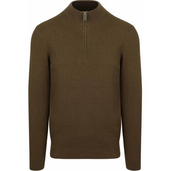 Profuomo Trui  Half Zip Pullover Structure Donkergroen