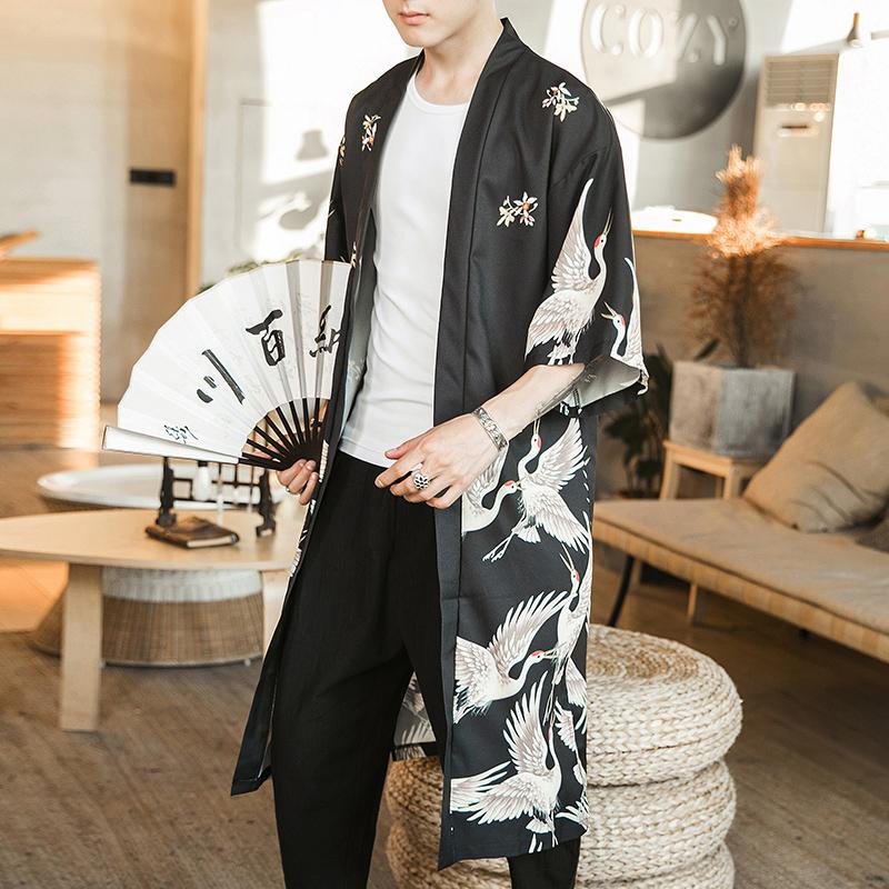 Fashionable life Mannen Japanse Kimono Cardigan Mannen Samurai Kostuum Kleding Kimono Jas Heren Kimono Shirt XXL